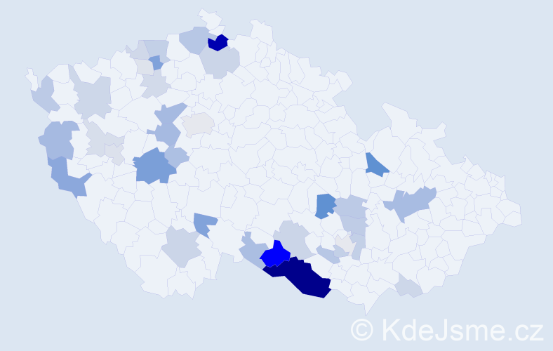 Příjmení: 'Pikart', počet výskytů 123 v celé ČR