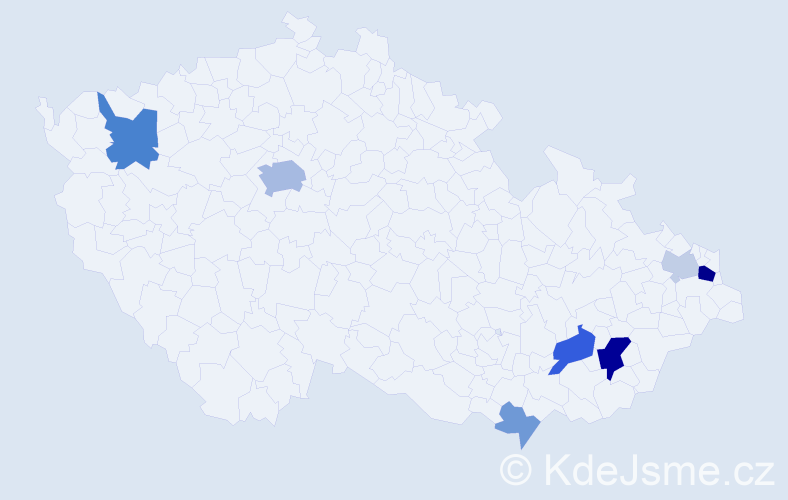 Příjmení: 'Rerko', počet výskytů 19 v celé ČR