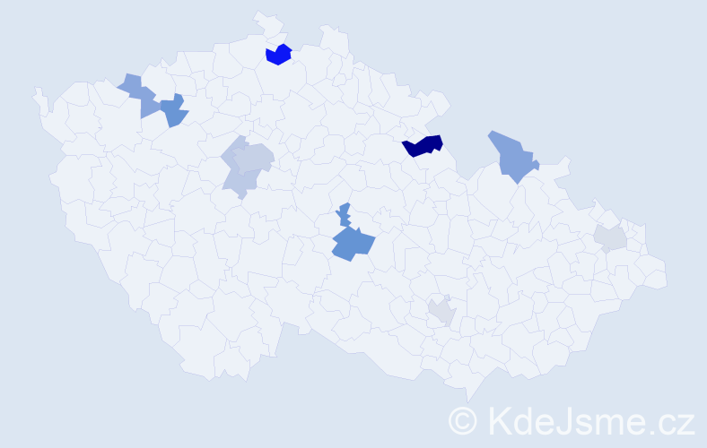 Příjmení: 'Melicherčík', počet výskytů 18 v celé ČR