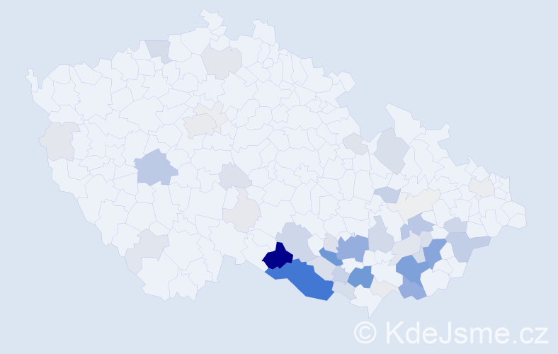 Příjmení: 'Řiháček', počet výskytů 255 v celé ČR