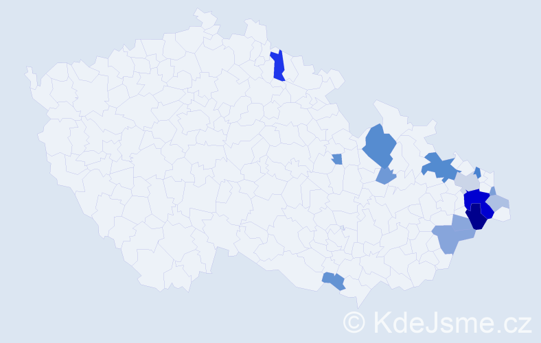 Příjmení: 'Hodula', počet výskytů 36 v celé ČR