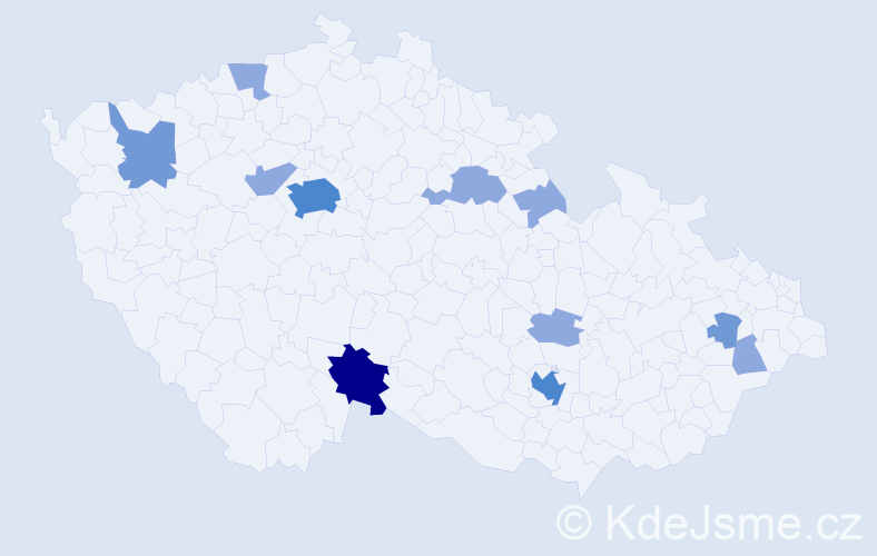 Příjmení: 'Rusev', počet výskytů 23 v celé ČR