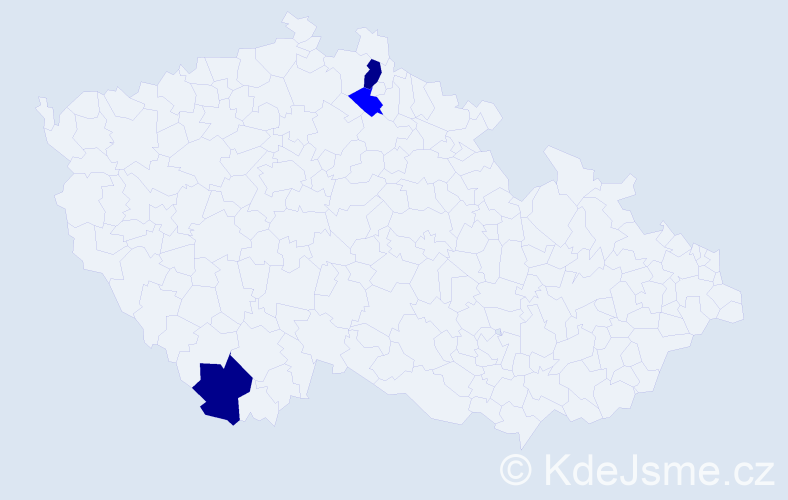 Příjmení: 'Fogdová', počet výskytů 5 v celé ČR