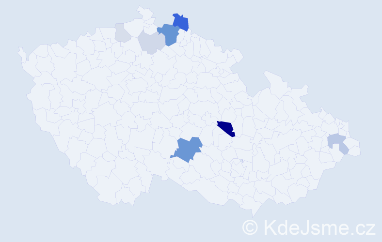 Příjmení: 'Wondráková', počet výskytů 25 v celé ČR