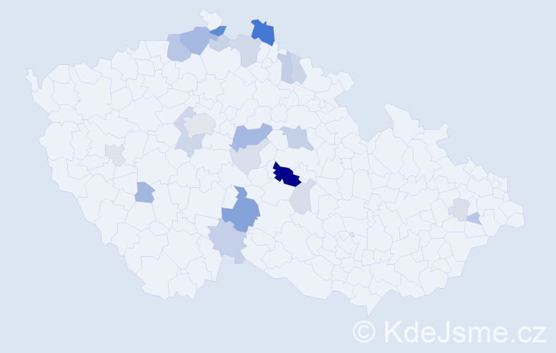 Příjmení: 'Cimpl', počet výskytů 70 v celé ČR