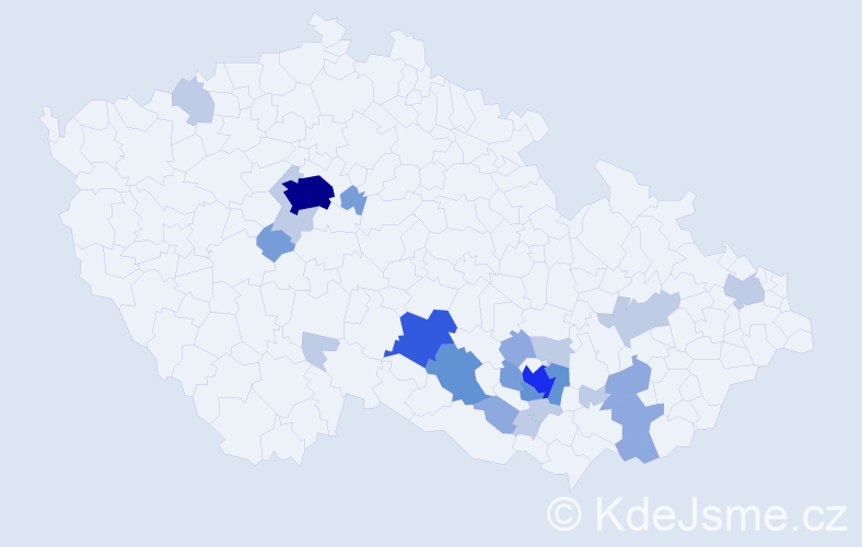 Příjmení: 'Kozlíček', počet výskytů 59 v celé ČR