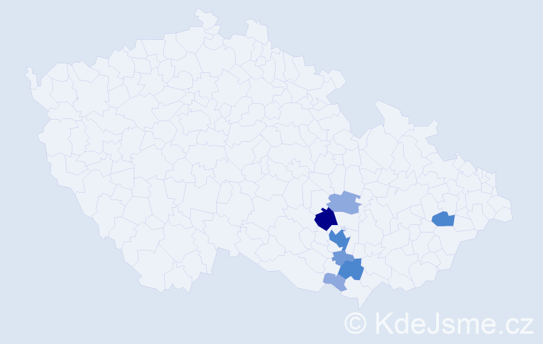 Příjmení: 'Kadla', počet výskytů 19 v celé ČR