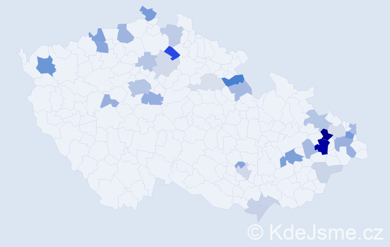 Příjmení: 'Škrabáková', počet výskytů 84 v celé ČR