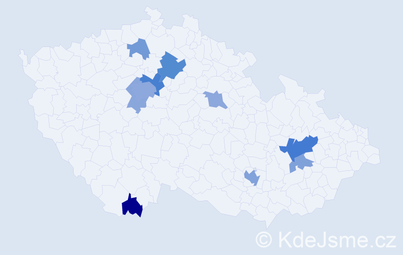 Příjmení: 'Kutsyk', počet výskytů 22 v celé ČR