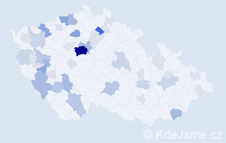 Příjmení: 'Hubač', počet výskytů 136 v celé ČR