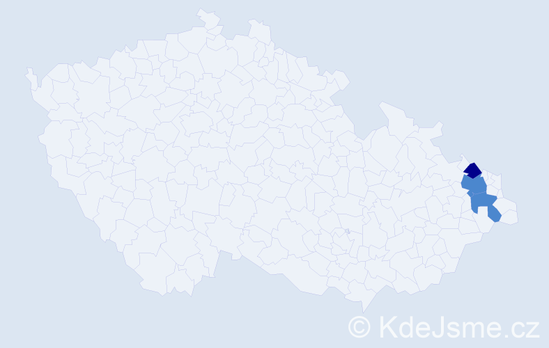 Příjmení: 'Kies', počet výskytů 5 v celé ČR