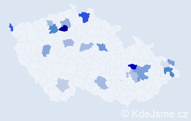 Příjmení: 'Birčák', počet výskytů 48 v celé ČR