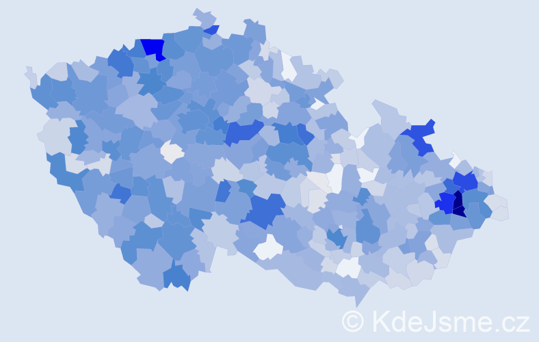 Příjmení: 'Holub', počet výskytů 6384 v celé ČR