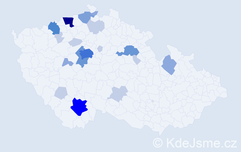 Příjmení: 'Kotvald', počet výskytů 54 v celé ČR