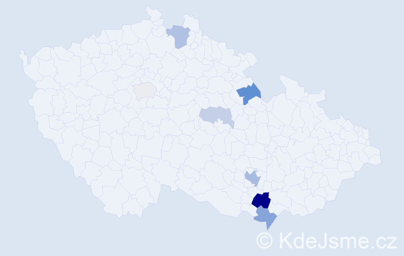 Příjmení: 'Hiadlovská', počet výskytů 18 v celé ČR