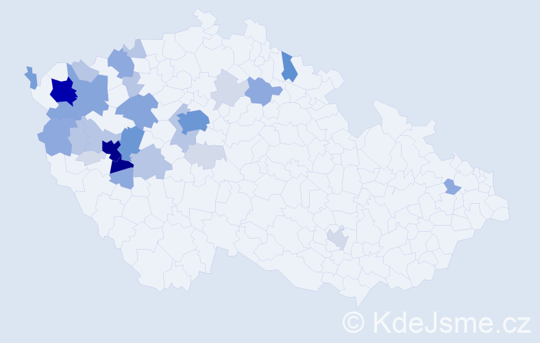 Příjmení: 'Šneberk', počet výskytů 119 v celé ČR