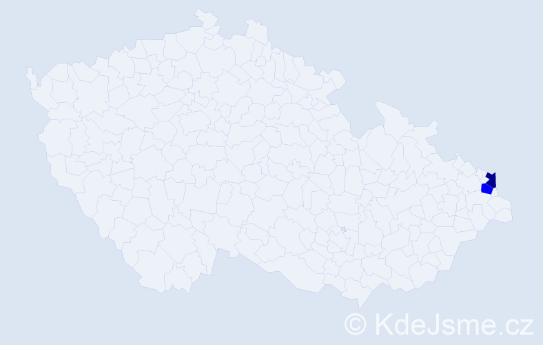 Příjmení: 'Vydiolek', počet výskytů 5 v celé ČR
