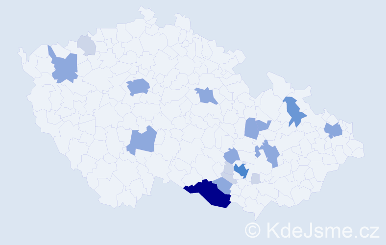Příjmení: 'Potácel', počet výskytů 51 v celé ČR