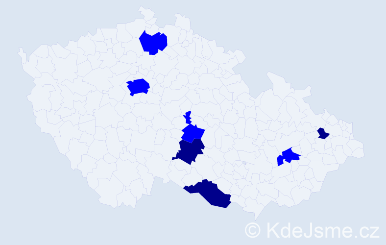 Příjmení: 'Zahrádecká', počet výskytů 10 v celé ČR