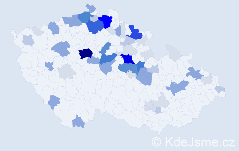 Příjmení: 'Košnar', počet výskytů 205 v celé ČR