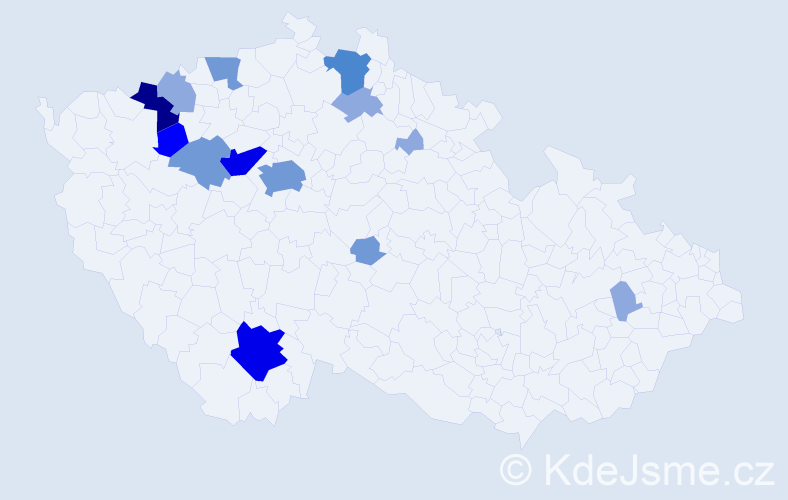 Příjmení: 'Kadlusová', počet výskytů 36 v celé ČR