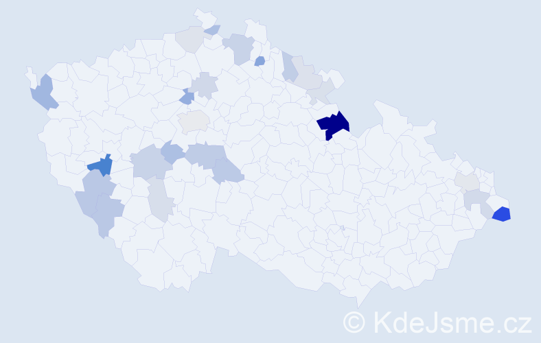 Příjmení: 'Kulštejn', počet výskytů 54 v celé ČR