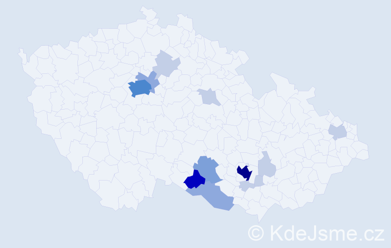 Příjmení: 'Mittnerová', počet výskytů 39 v celé ČR