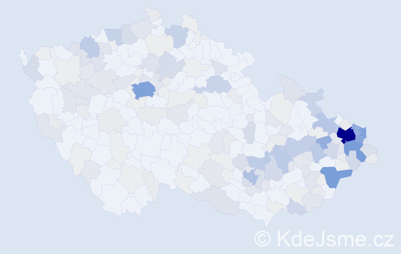 Příjmení: 'Kubica', počet výskytů 776 v celé ČR
