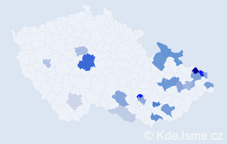 Příjmení: 'Jordan', počet výskytů 79 v celé ČR