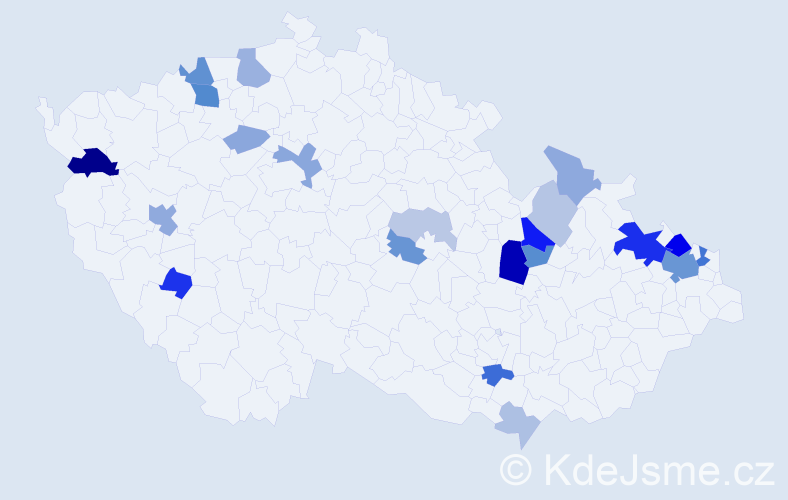 Příjmení: 'Piroš', počet výskytů 55 v celé ČR
