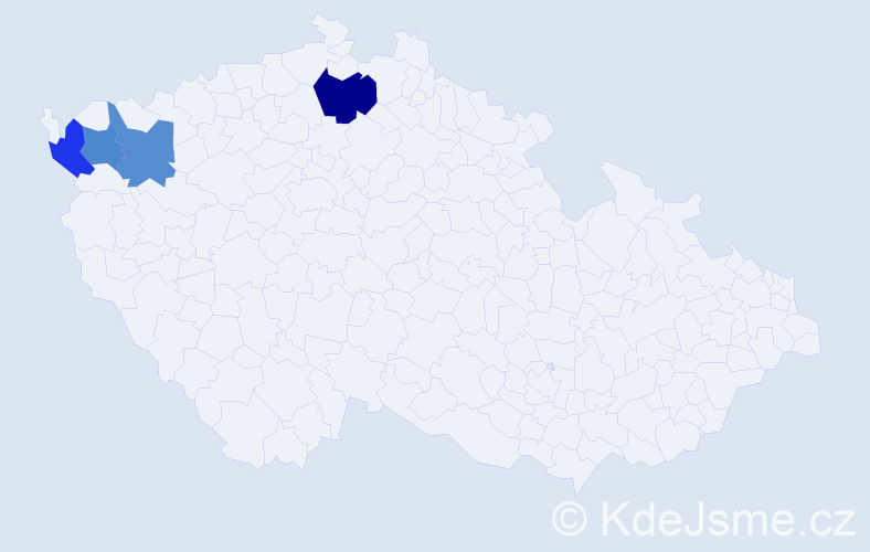 Příjmení: 'Bočiová', počet výskytů 5 v celé ČR
