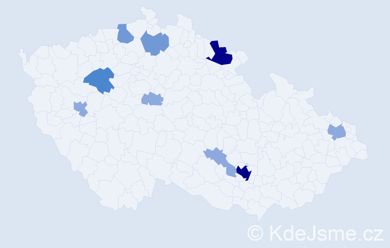 Příjmení: 'Bodó', počet výskytů 24 v celé ČR