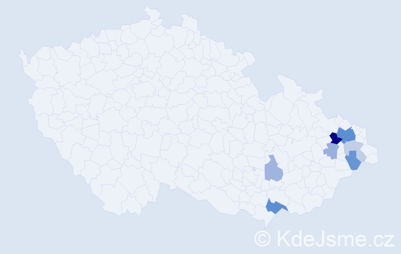 Příjmení: 'Brovjáková', počet výskytů 20 v celé ČR