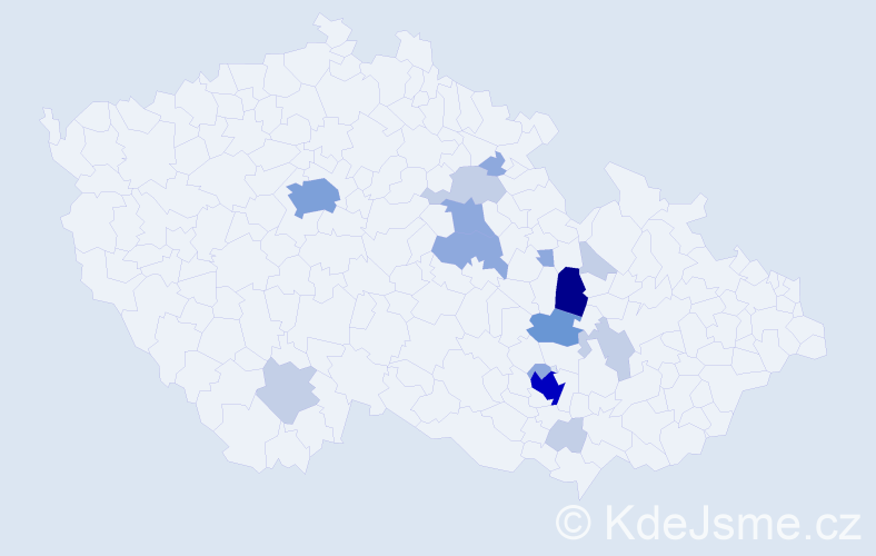 Příjmení: 'Mackerle', počet výskytů 43 v celé ČR