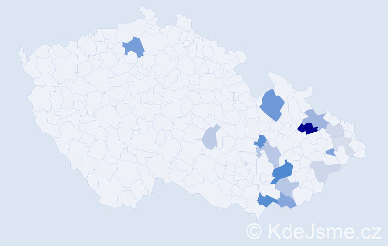 Příjmení: 'Ospalík', počet výskytů 42 v celé ČR