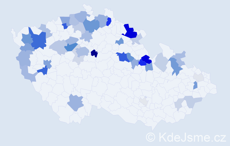 Příjmení: 'Kaufmannová', počet výskytů 117 v celé ČR