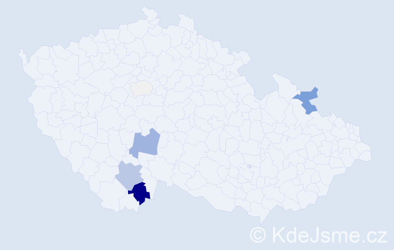 Příjmení: 'Bedri', počet výskytů 19 v celé ČR