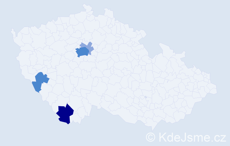 Příjmení: 'Dadková', počet výskytů 13 v celé ČR
