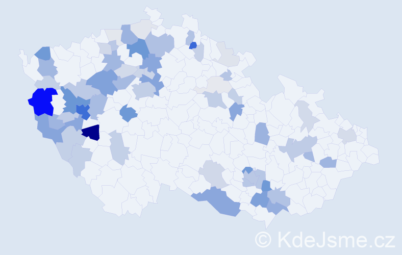 Příjmení: 'Kuchynka', počet výskytů 242 v celé ČR