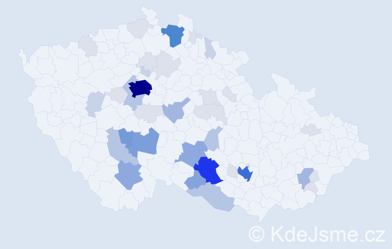 Příjmení: 'Máchalová', počet výskytů 142 v celé ČR