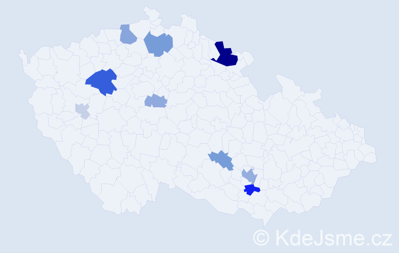 Příjmení: 'Bodó', počet výskytů 22 v celé ČR
