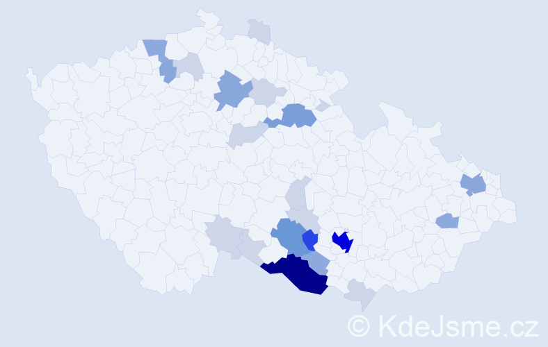 Příjmení: 'Šulerová', počet výskytů 69 v celé ČR