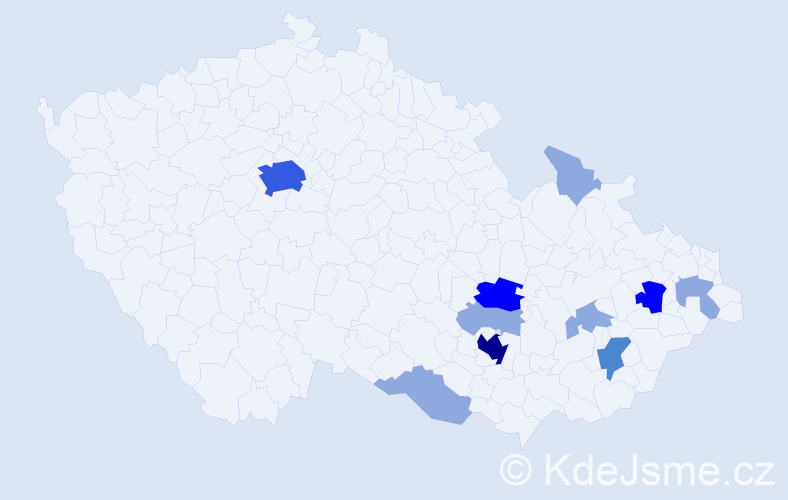 Příjmení: 'Zimulová', počet výskytů 24 v celé ČR