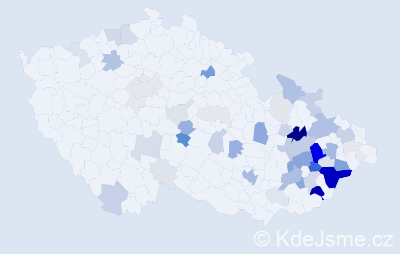 Příjmení: 'Černocký', počet výskytů 203 v celé ČR