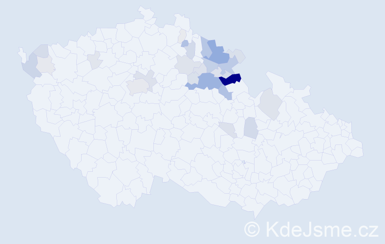 Příjmení: 'Zilvar', počet výskytů 128 v celé ČR