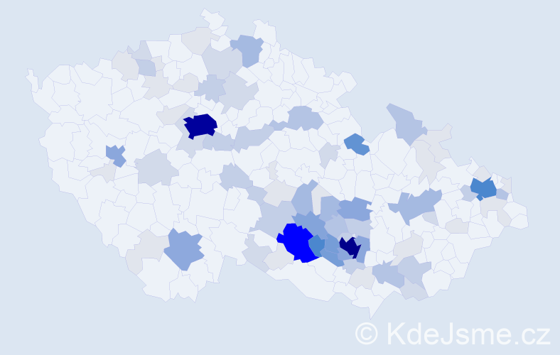 Příjmení: 'Chmelíček', počet výskytů 304 v celé ČR