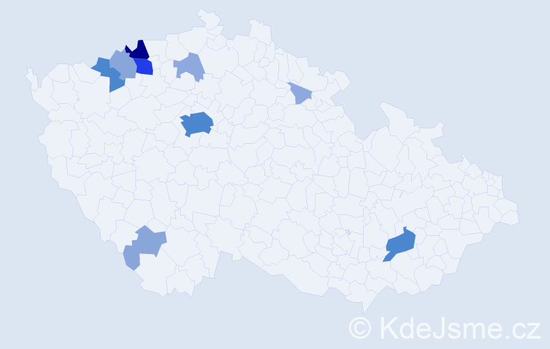 Příjmení: 'Kundertová', počet výskytů 33 v celé ČR