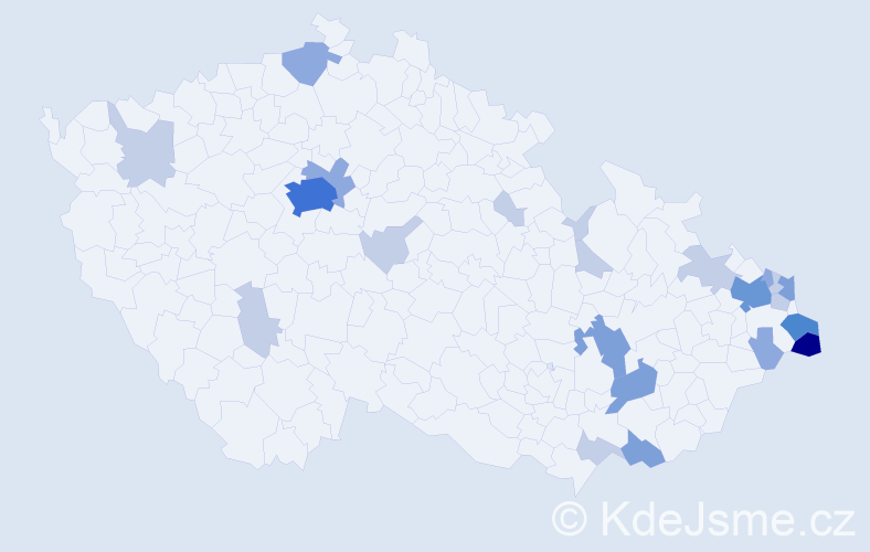 Příjmení: 'Tatarka', počet výskytů 56 v celé ČR