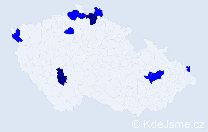 Příjmení: 'Tajbner', počet výskytů 11 v celé ČR