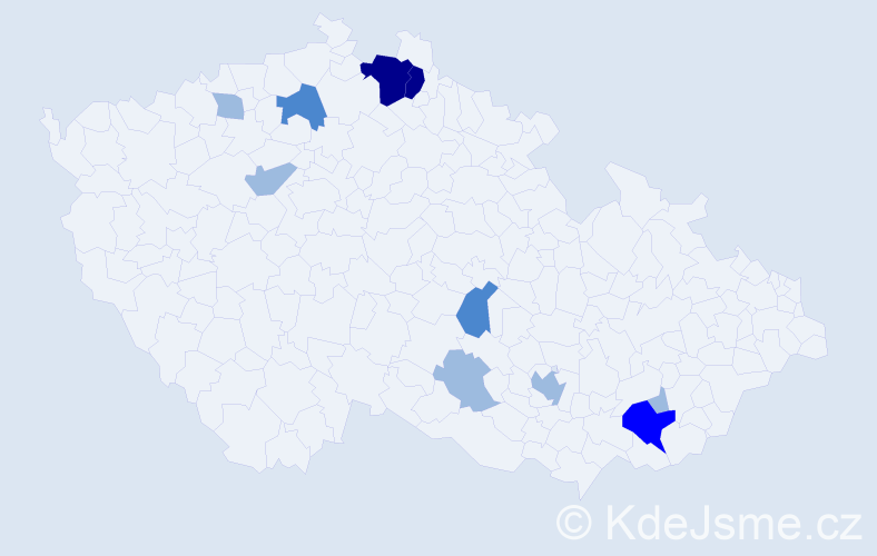 Příjmení: 'Pesser', počet výskytů 20 v celé ČR
